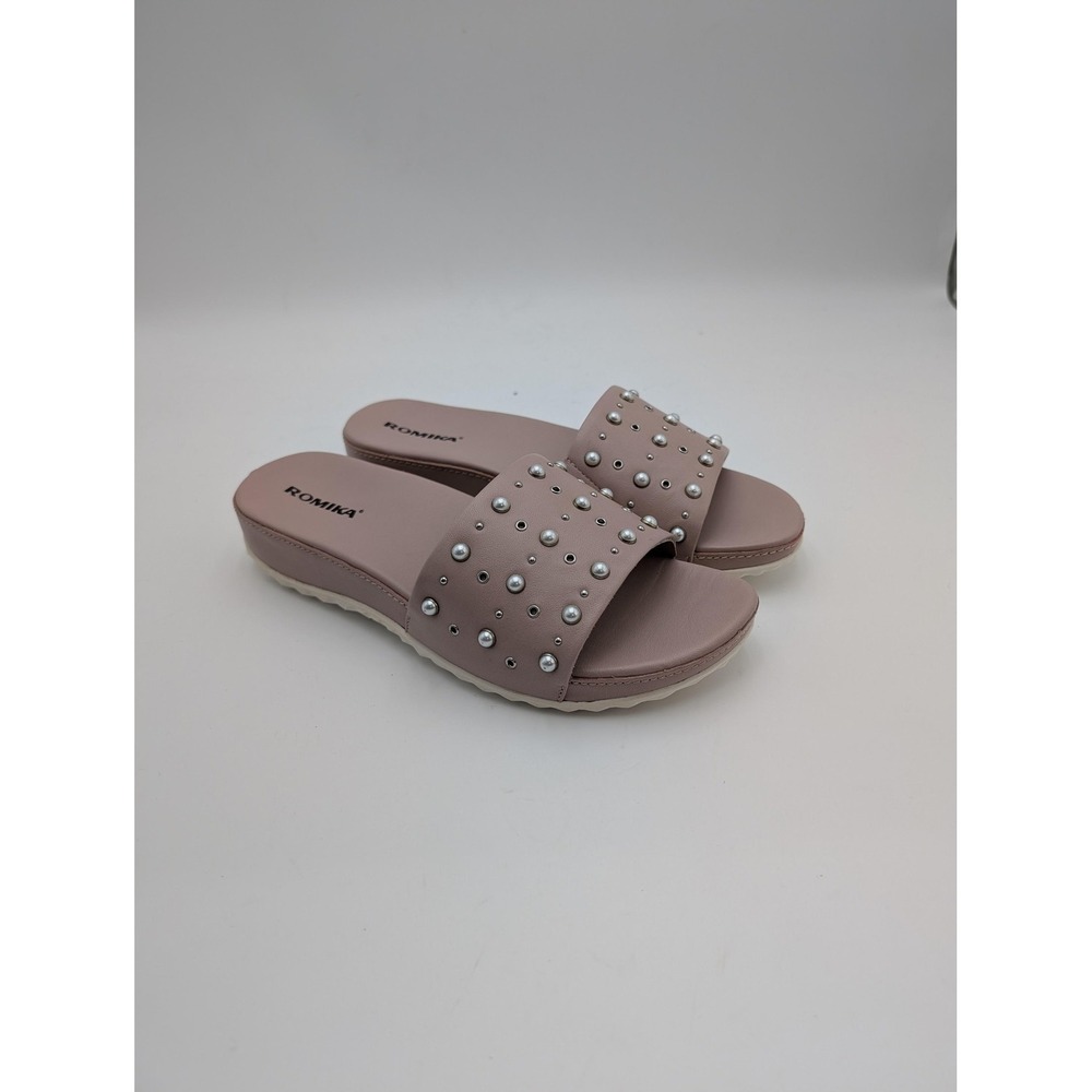 Romika Shoes Womens Size 6 Pink Slide Sandals Wedge Studded Comfort‎ New